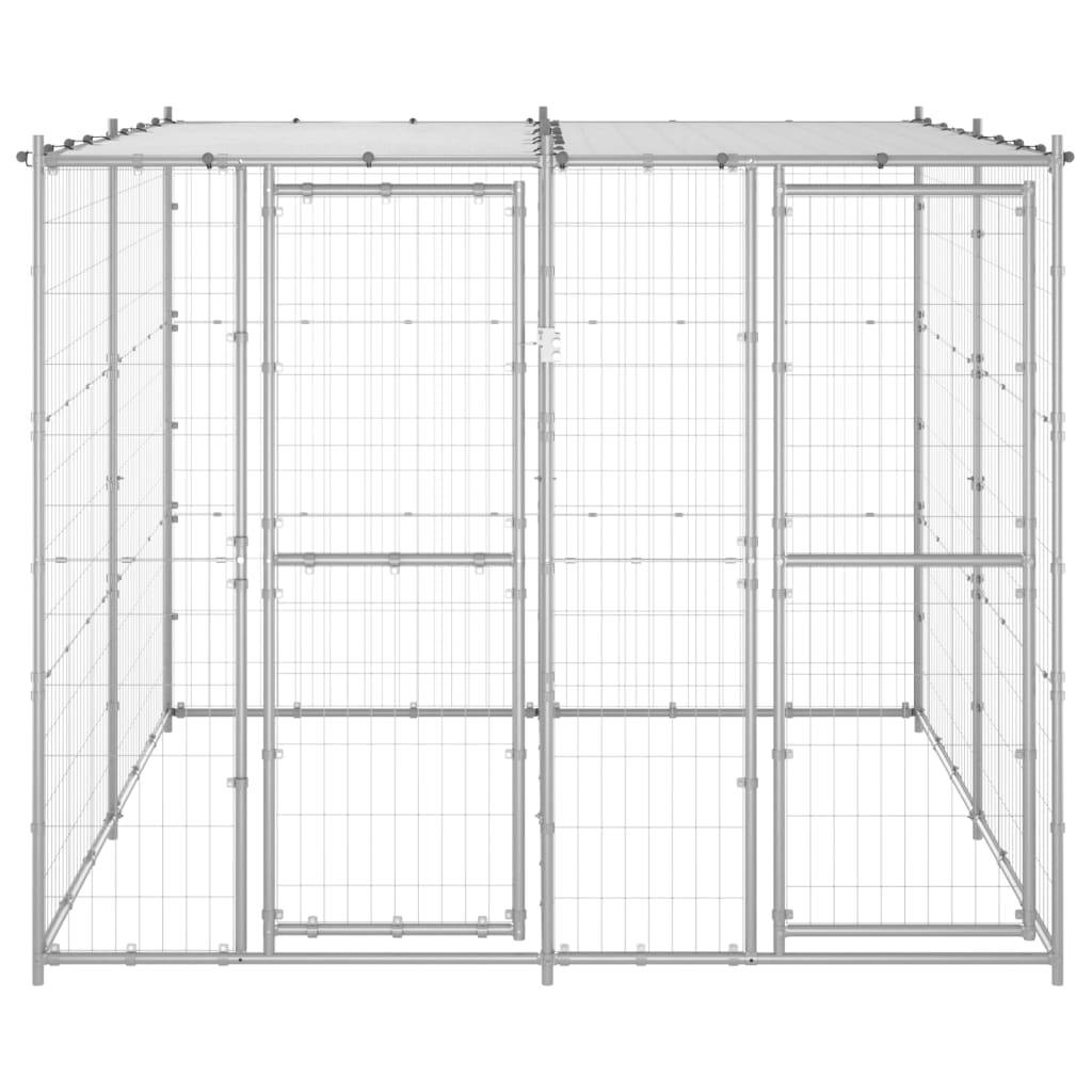 Chenil d'extérieur - Cage d'extérieur - Chenil de jardin Acier galvanisé avec toit 4,84 m²