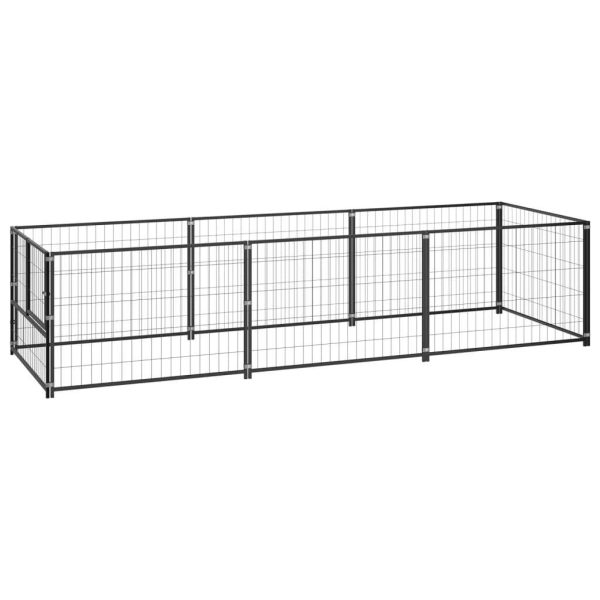 Chenil extérieur cage enclos parc animaux chien noir 3 m² acier