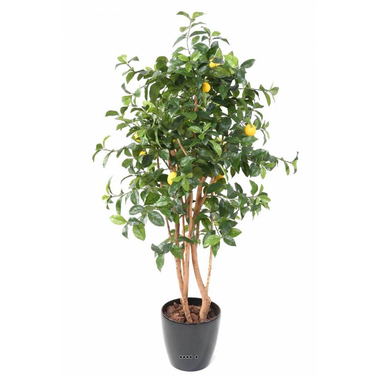 Citronnier factice tronc naturel en pot et fruits H150cm Jaune citron - dimhaut: H 150 cm - couleur: Jaune citron