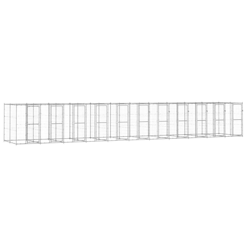 Chenil extérieur cage enclos parc animaux chien extérieur acier galvanisé 26,62 m²