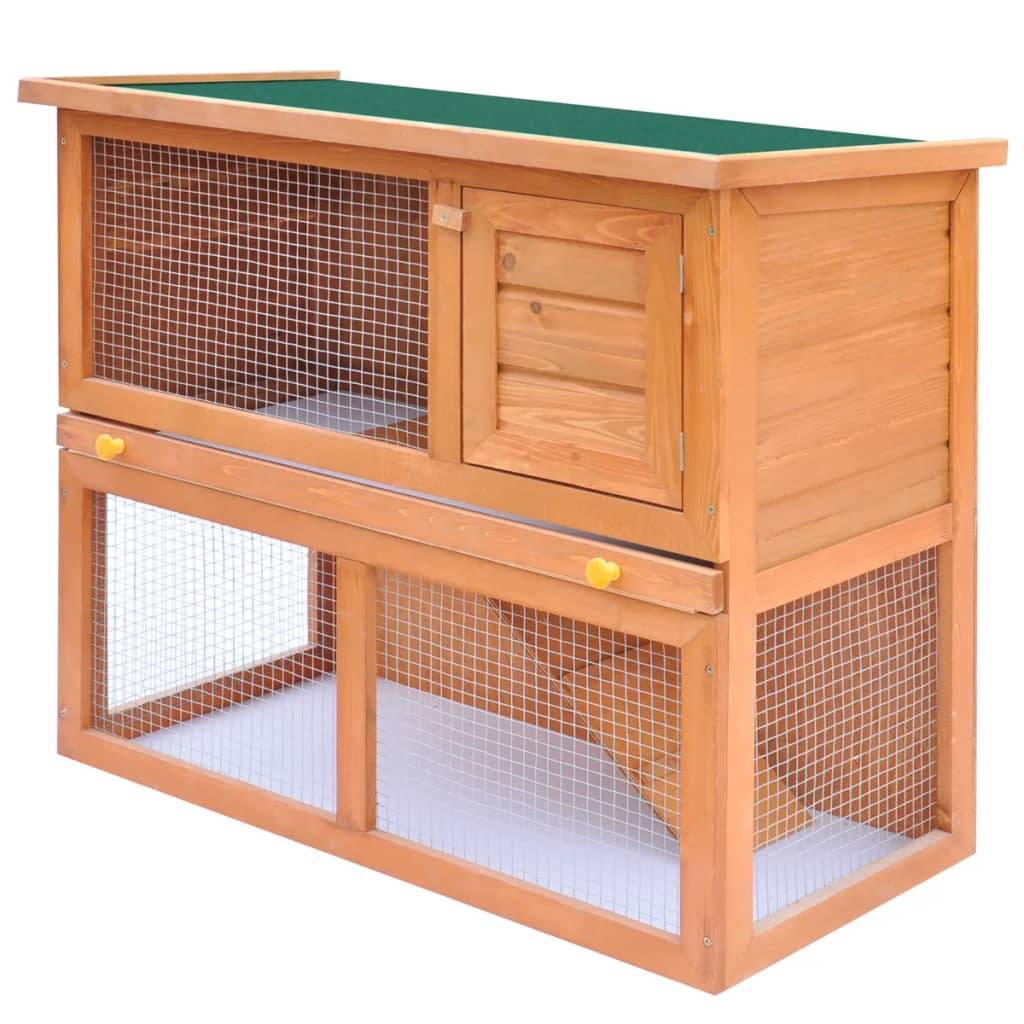 Clapier en bois 2 niveaux avec rampe pour lapin et cochon d'inde – ComfortXL Outdoor Living