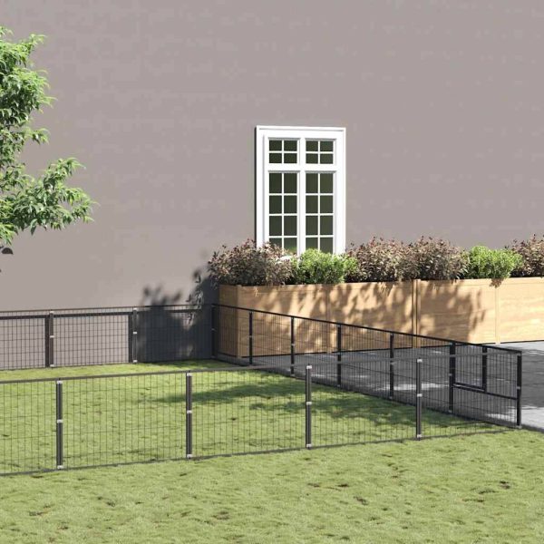 Chenil Noir 54 m² Acier vidaXL 3082172