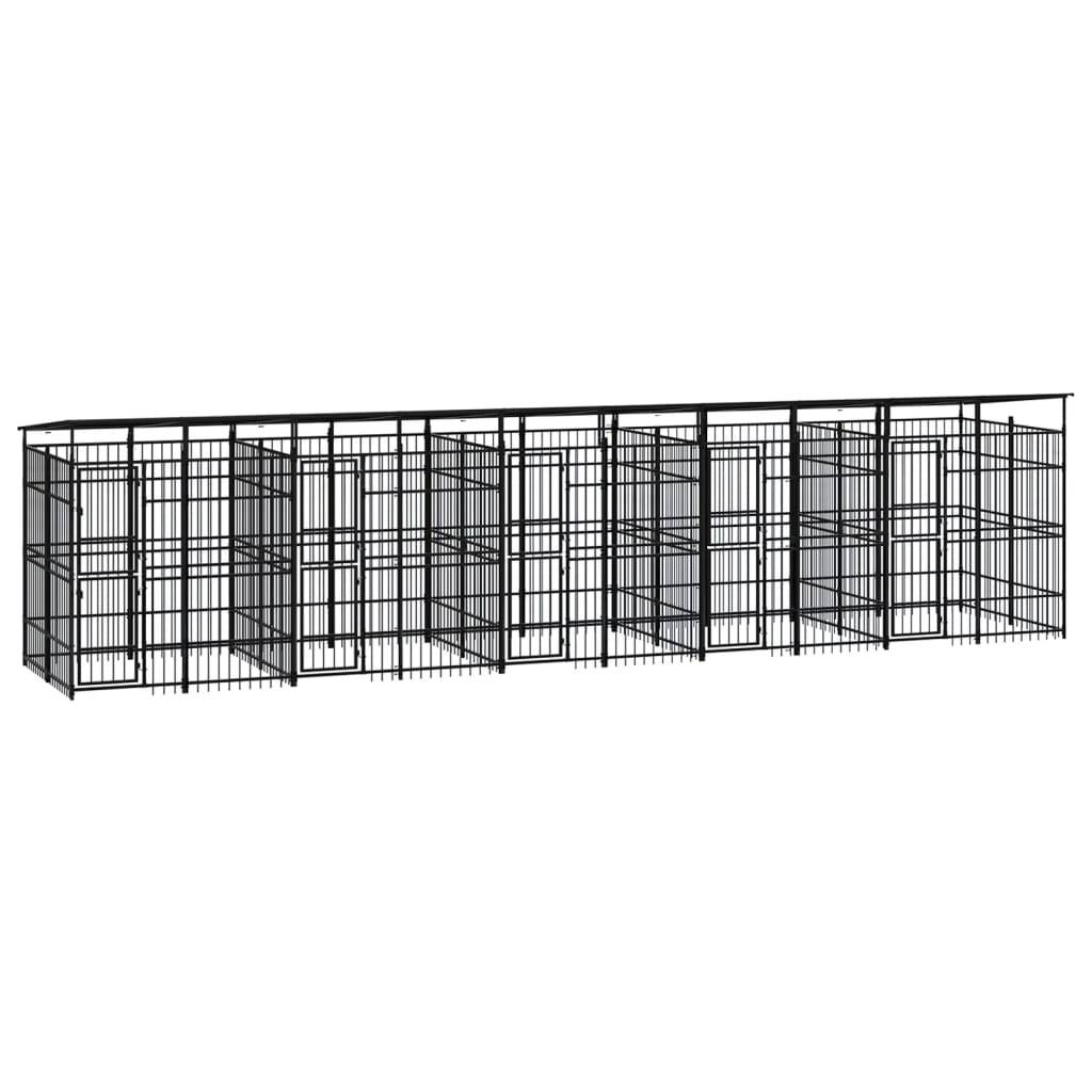 Chenil d'extérieur avec toit pour chiens Acier 18,43 m² vidaXL 3098017