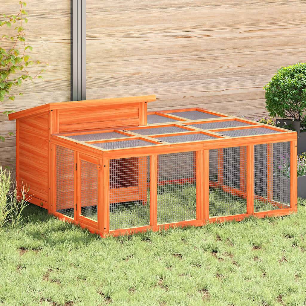 Clapier marron 144x123x67,5 cm bois de pin massif vidaXL 172280
