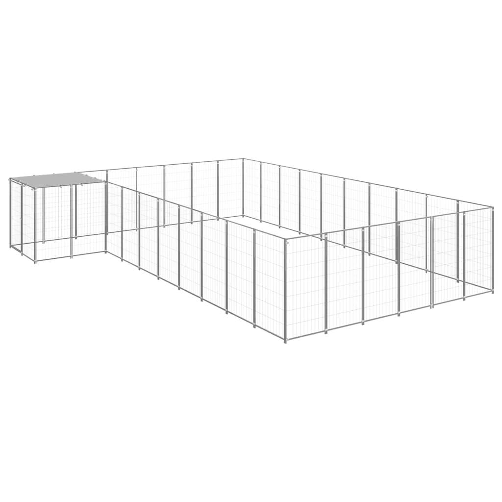 Chenil Argenté 19,36 m² Acier vidaXL 3082245
