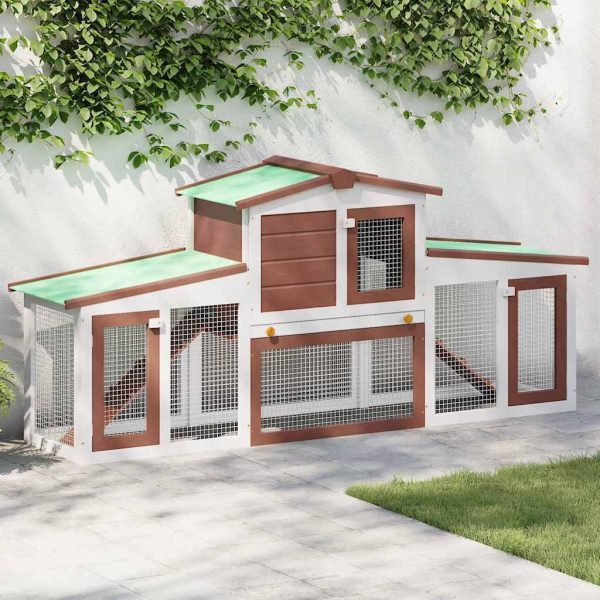 Clapier large d’extérieur Marron et blanc 201x45x85 cm Bois vidaXL 170844 Clapier large d’extérieur Marron et blanc 201x45x85 cm Bois vidaXL 170844