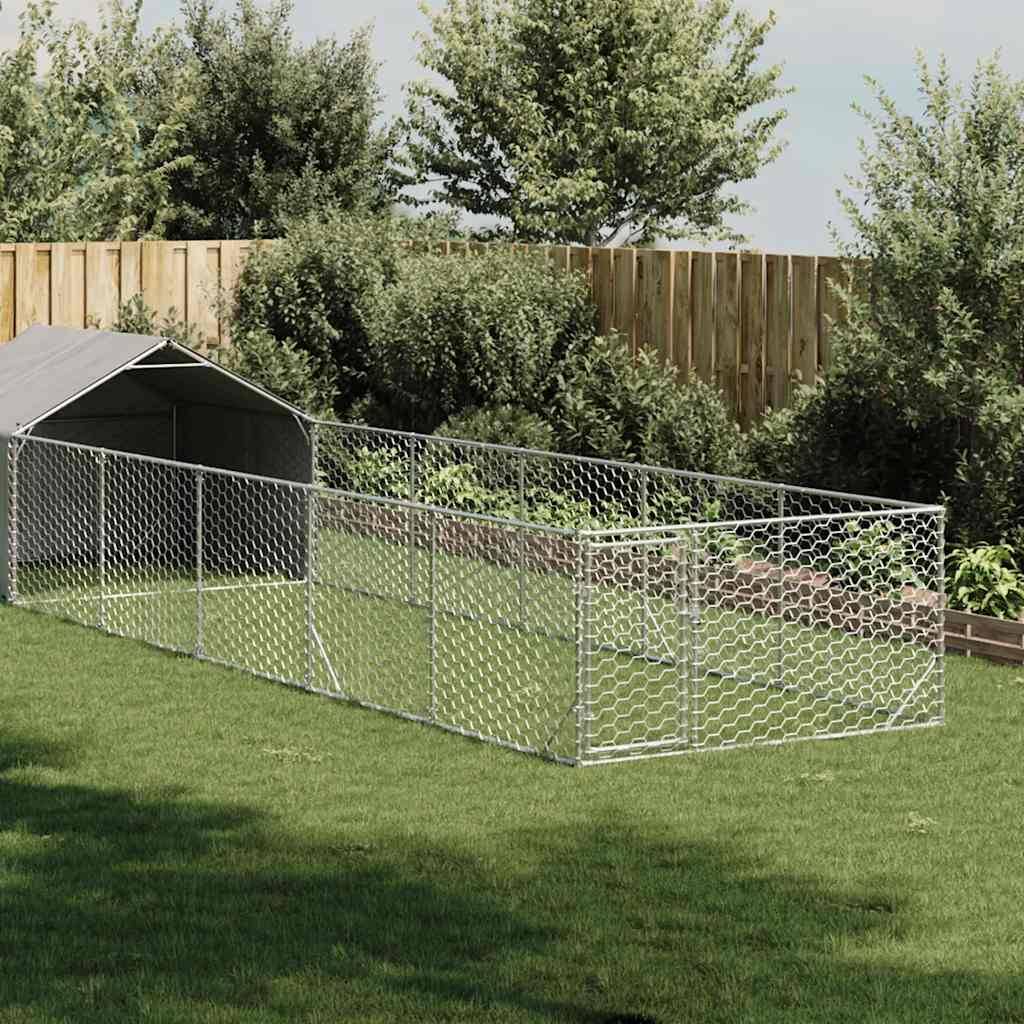 Chenil extérieur pour chien en acier galvanisé avec abri 8x2x1,5 m – ComfortXL Pet Living