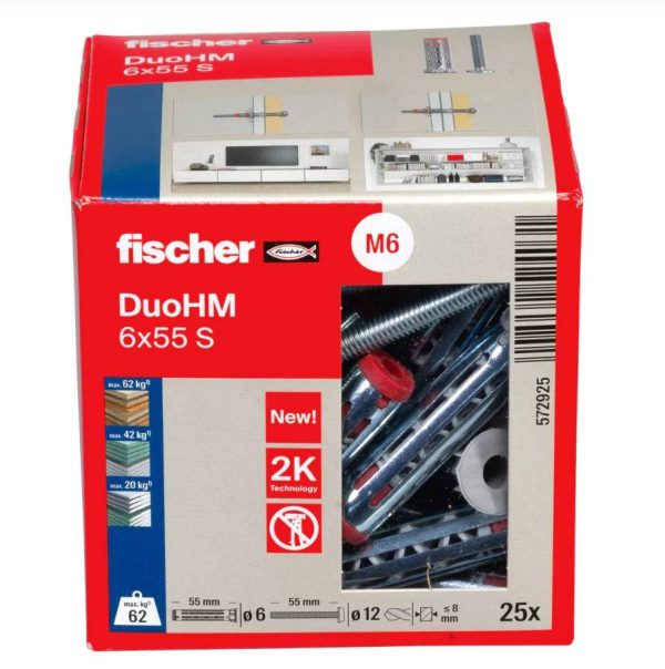 Chevilles métallique pour corps creux DuoHM 6X55 embout TX – FISHER – 572925 Chevilles métallique pour corps creux DuoHM 6X55 embout TX – FISHER – 572925