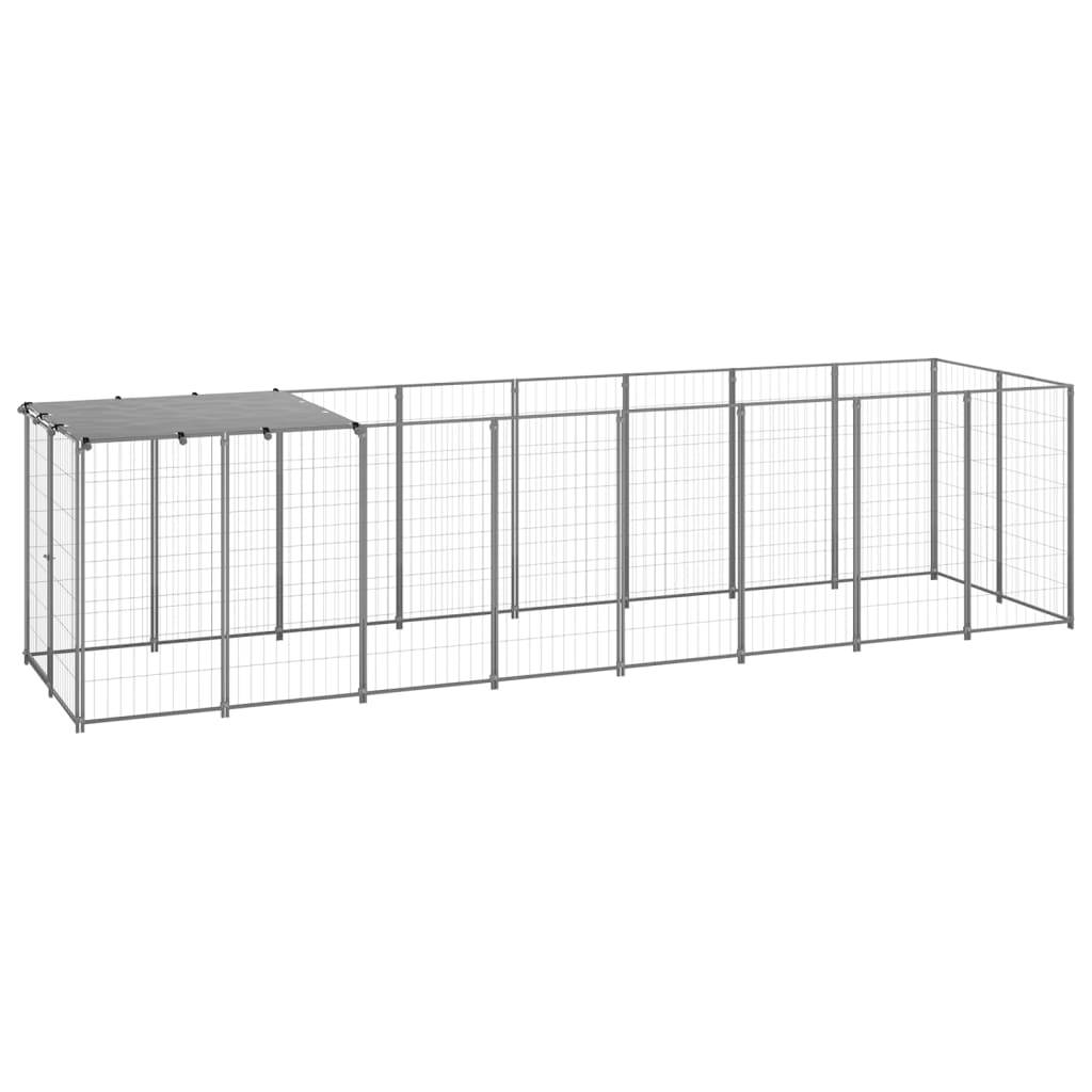 Chenil Extérieur pour Chien Acier Jardin avec Toit de Protection 4,84 m² Argenté - ComfortXL Pet Living