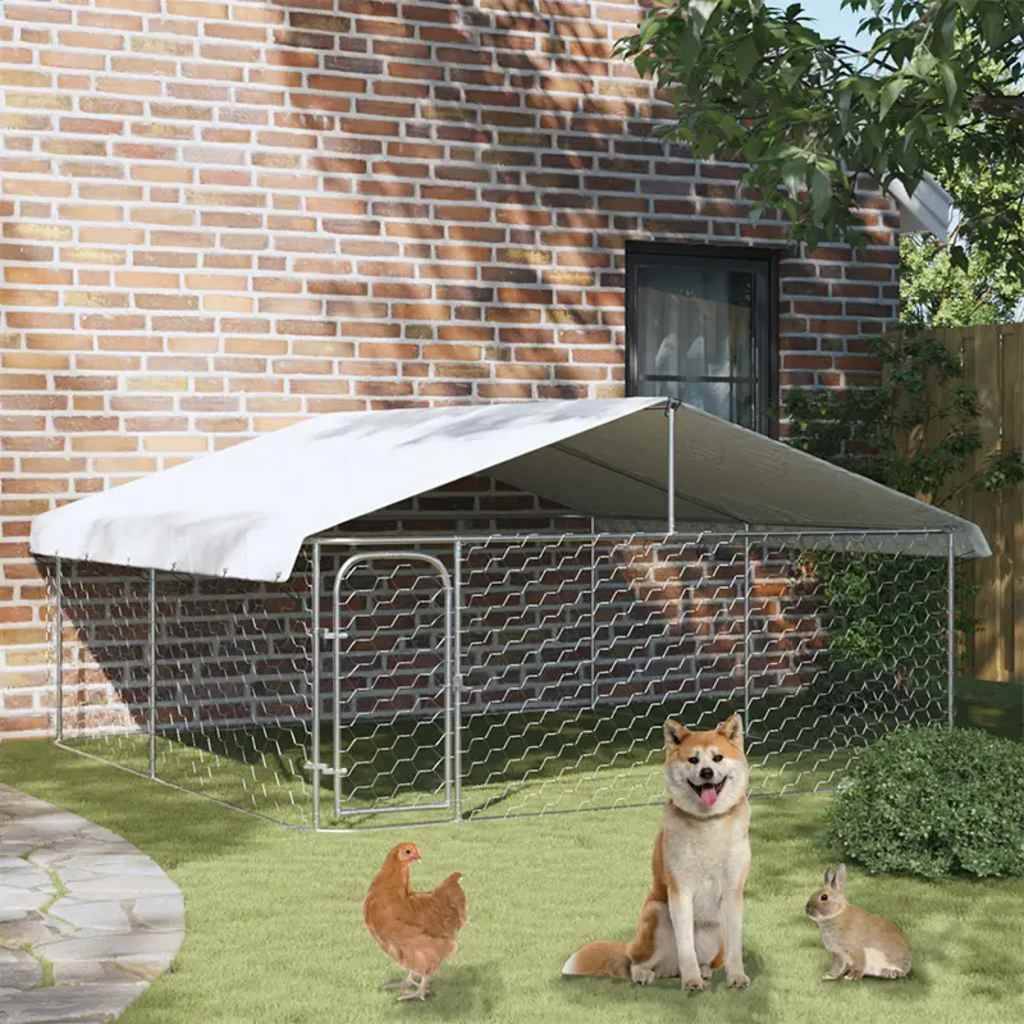 Chenil carré XXL 3x3m en acier galvanisé avec toit de protection – ComfortXL Outdoor Living