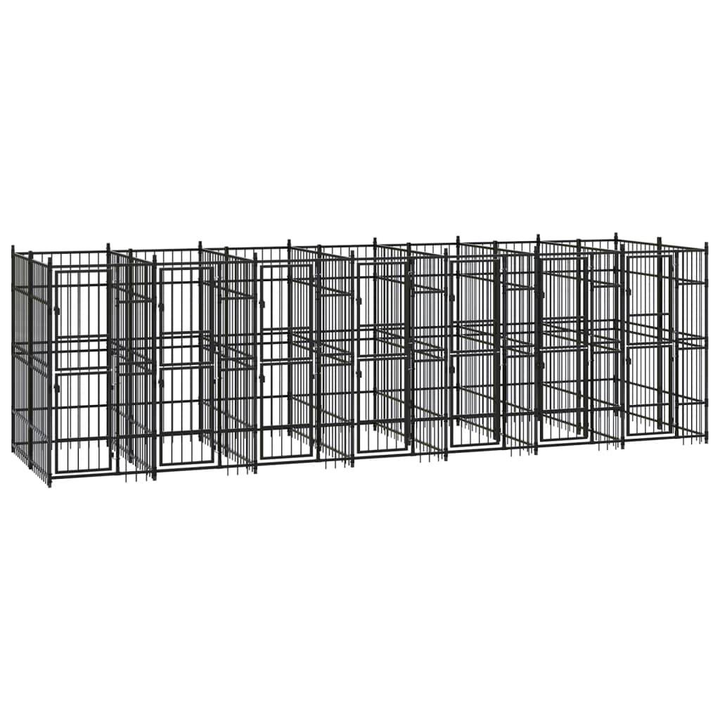 Chenil extérieur pour chien 12,9 m² en acier à barreaux pour jardin Noir – ComfortXL Outdoor Living