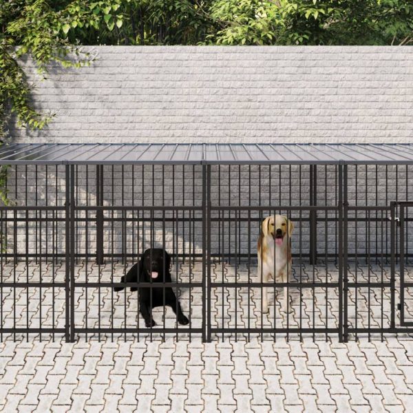 Chenil d’extérieur avec toit pour chiens Acier 7,51 m² vidaXL 3124609