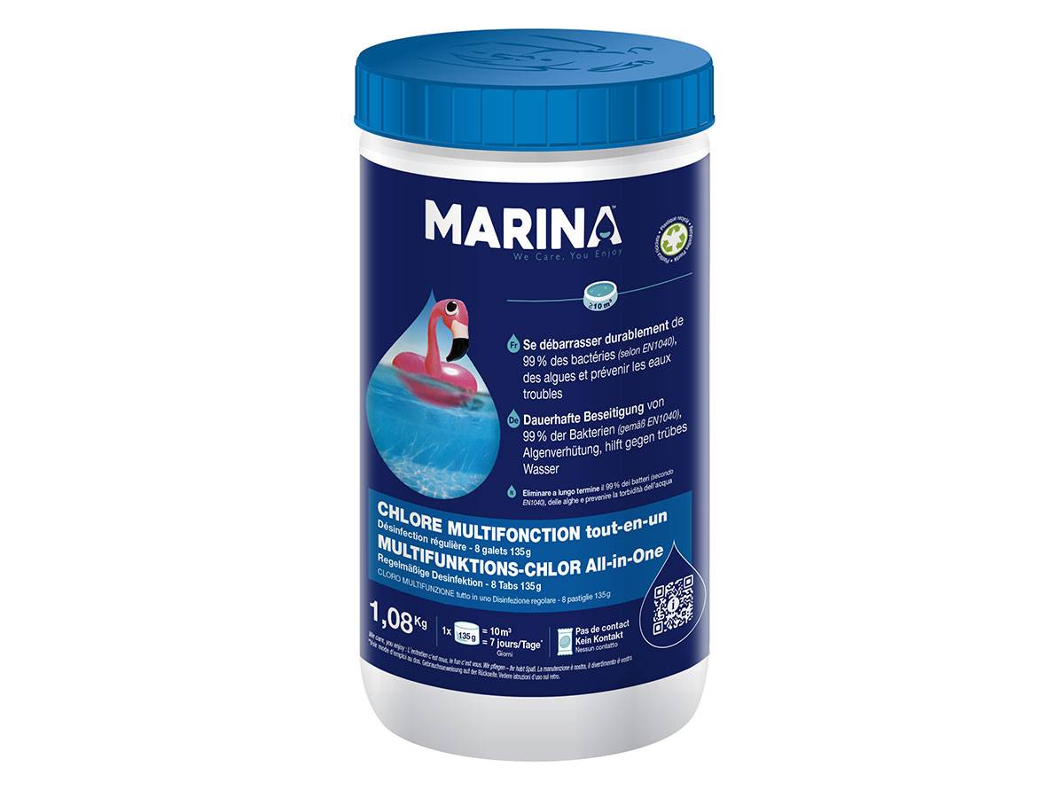 Chlore multifonction galets pour piscine jusqu'à 15 m³ 1,08 kg - Marina