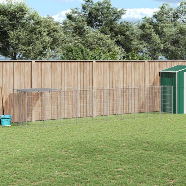 Chenil Argenté 6,05 m² Acier vidaXL 3082204