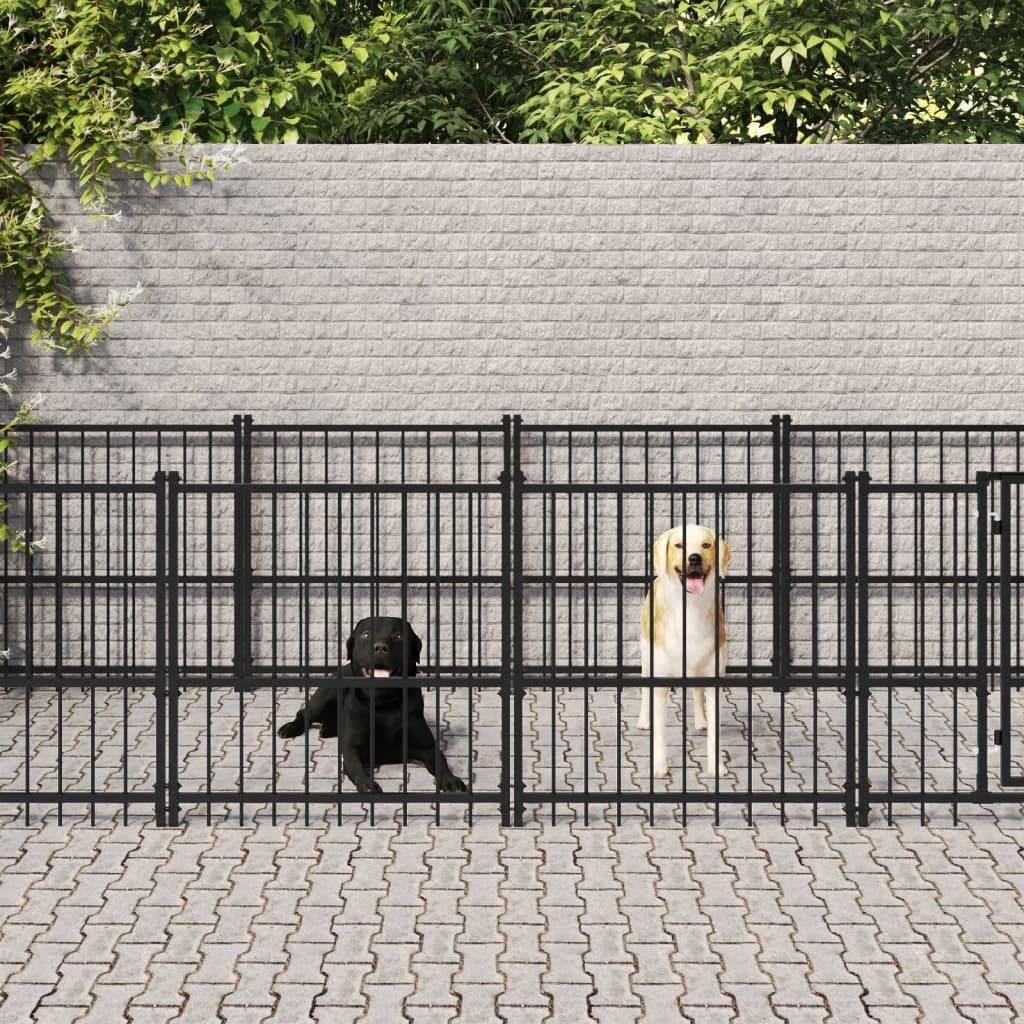 Chenil d'extérieur pour chiens Acier 9,38 m² vidaXL 3124601