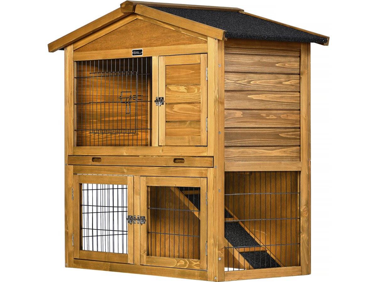 Clapier Poulailler En Bois "noisette" - 102 X 55 X 100 Cm - Marron -habitat Et Jardin