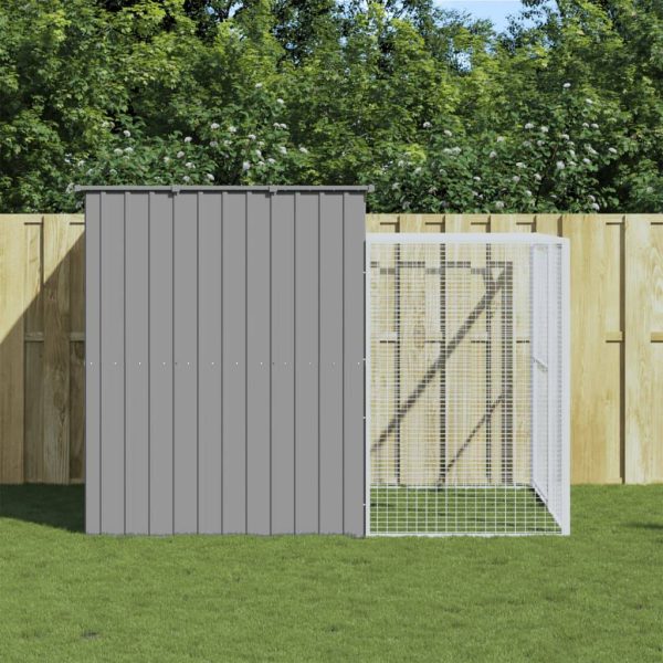 Chenil pour chien en acier galvanisé avec enclos pour jardin gris clair 214x253x181 cm – ComfortXL Pet Living