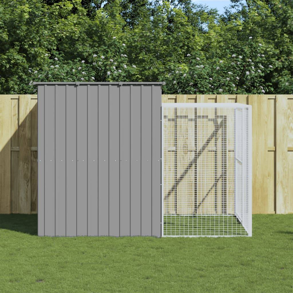 Chenil pour chien en acier galvanisé avec enclos pour jardin gris clair 214x253x181 cm – ComfortXL Pet Living