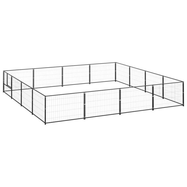 Chenil extérieur cage enclos parc animaux chien noir 16 m² acier
