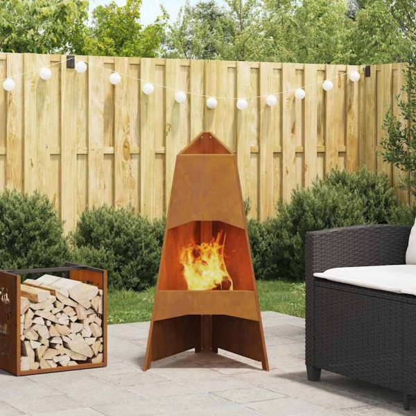 Cheminée d’extérieur design conique en acier pour jardin terrasse Noir – ComfortXL Outdoor Living