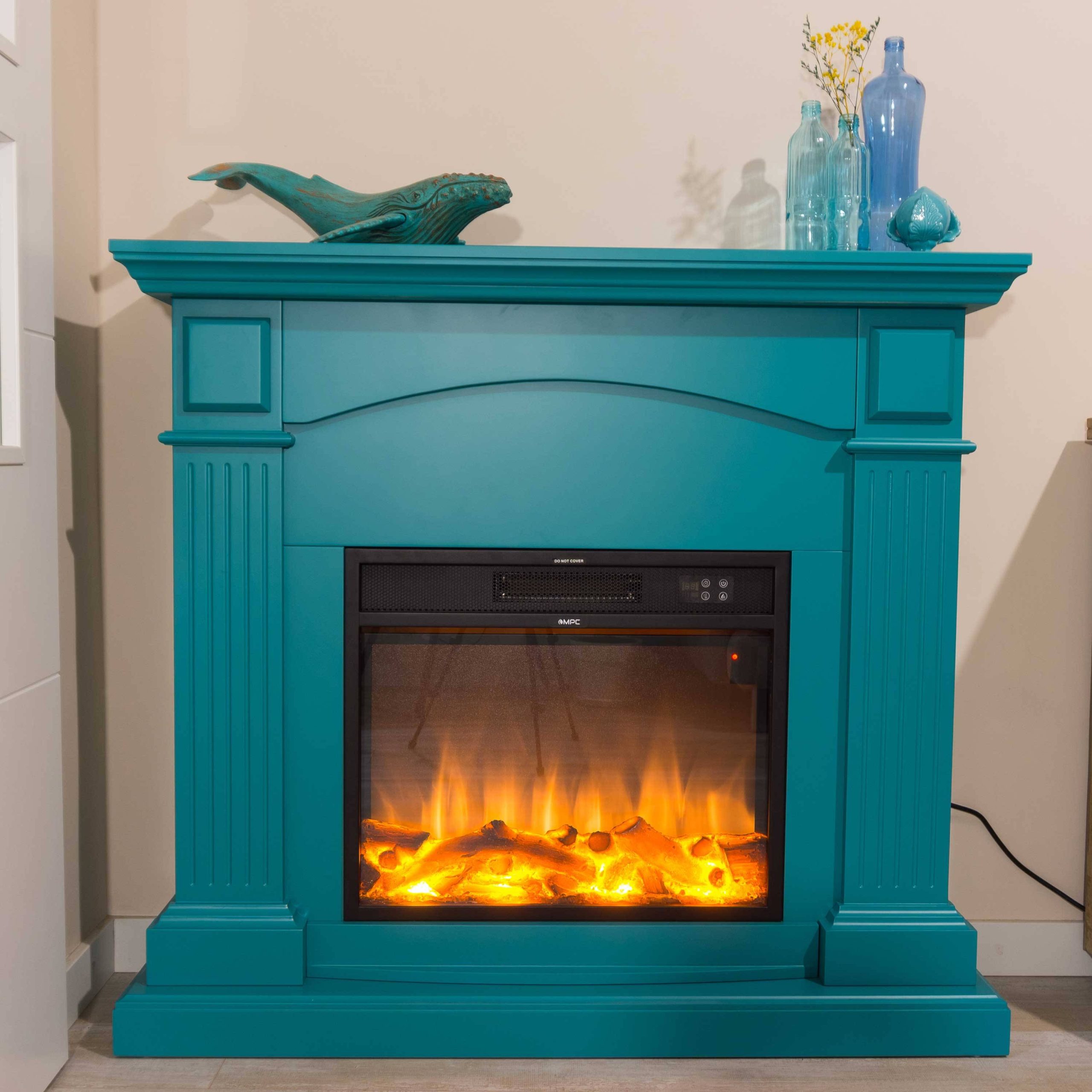 Cheminee Turquoise Avec Brûleur 1500w Mpc Camino Cetona