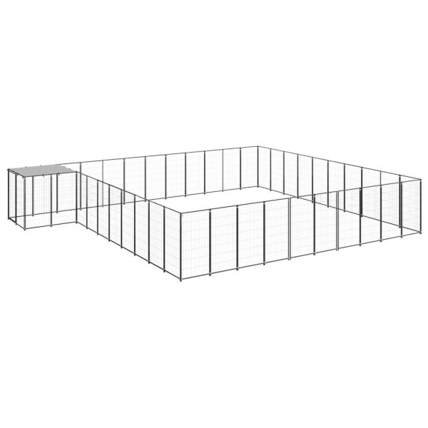 Chenil extérieur 31,46 m² acier avec toit de protection pour jardin Noir – ComfortXL Outdoor Living Chenil extérieur 31,46 m² acier avec toit de protection pour jardin Noir – ComfortXL Outdoor Living