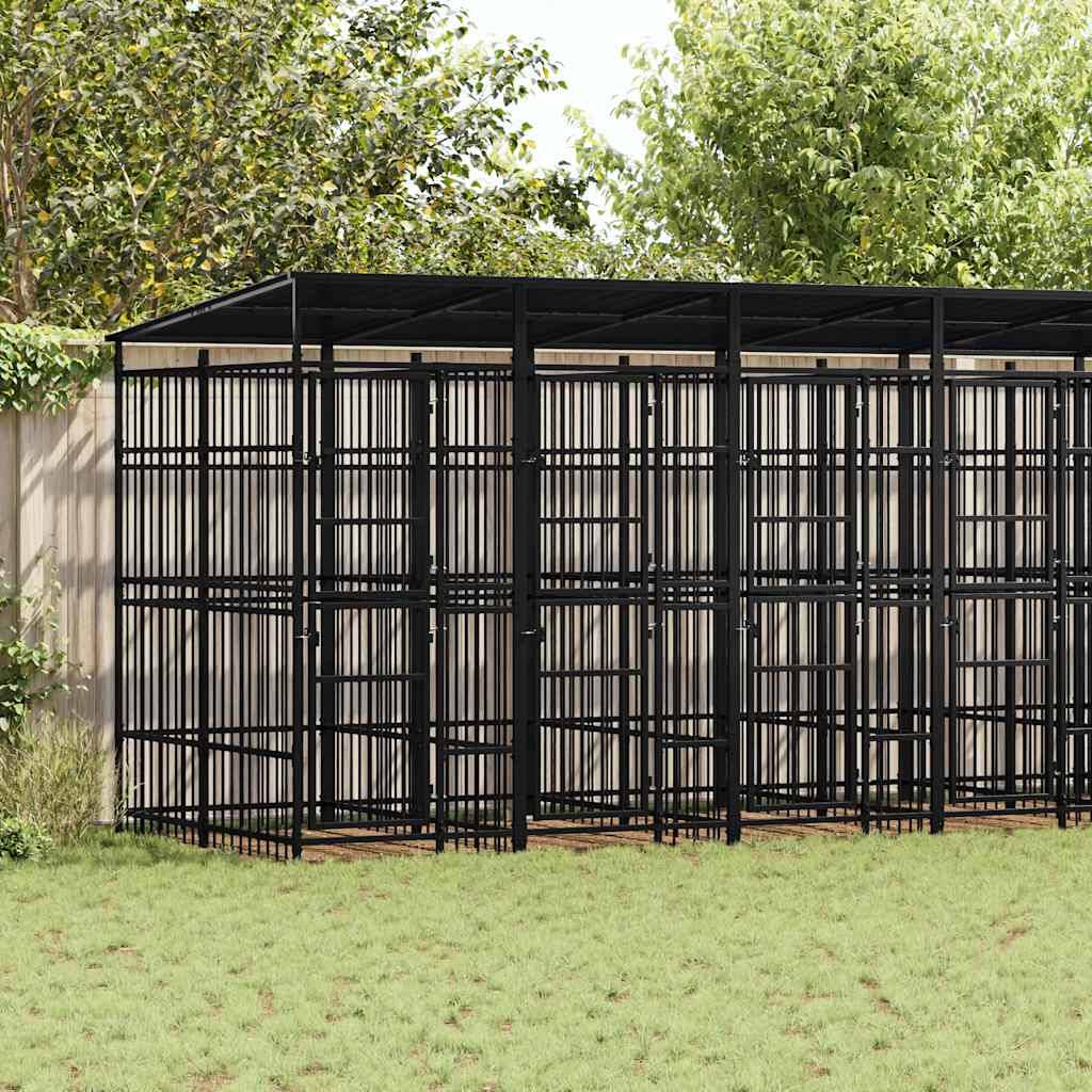 Chenil d'extérieur avec toit pour chiens Acier 12,9 m² vidaXL 3097952