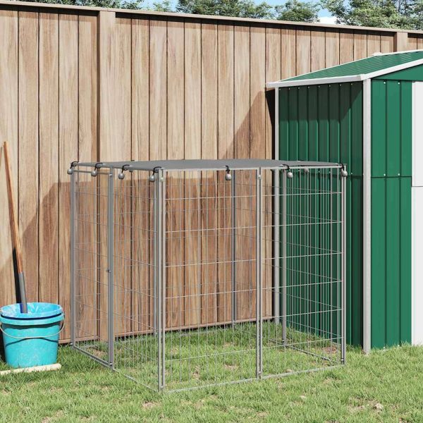 Chenil Argenté 110x110x110 cm Acier vidaXL 150785