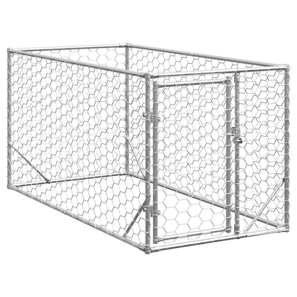 Chenil d'extérieur - Cage d'extérieur - Chenil de jardin pour chiens porte 2x1x1 m acier galvanisé