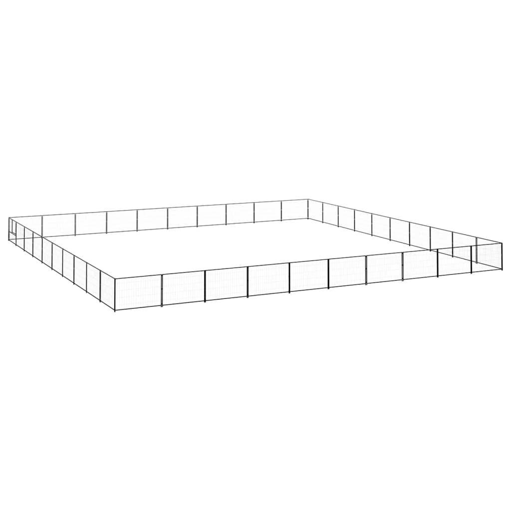 Chenil extérieur cage enclos parc animaux chien noir 100 m² acier