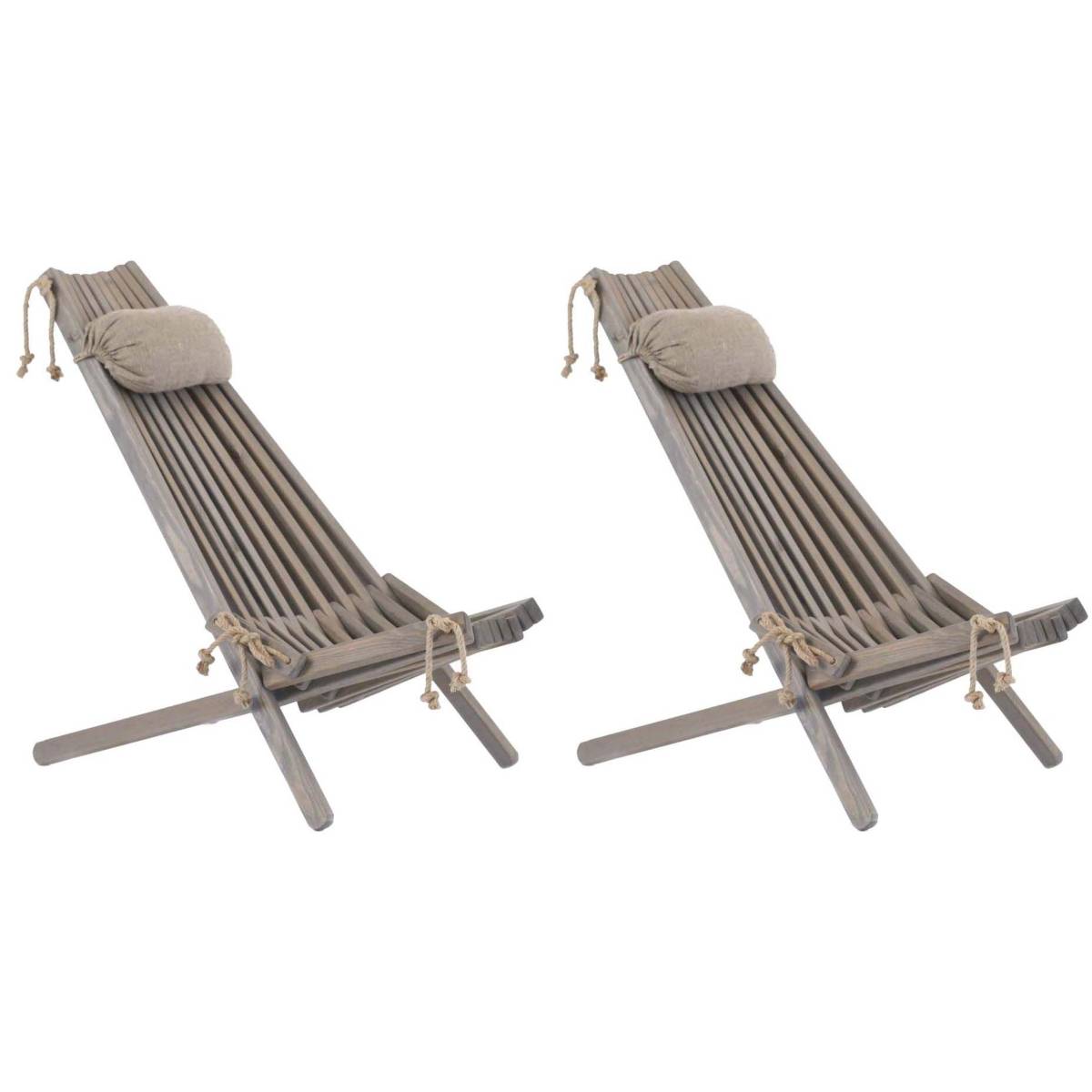 Chilienne en bois EcoChair avec coussin (Lot de 2) Pin gris
