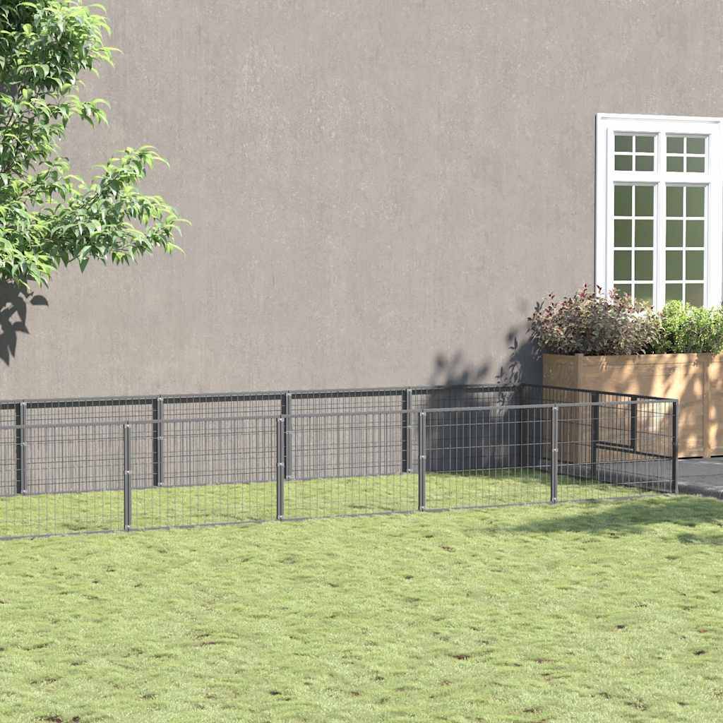Chenil Argenté 12 m² Acier vidaXL 3082122