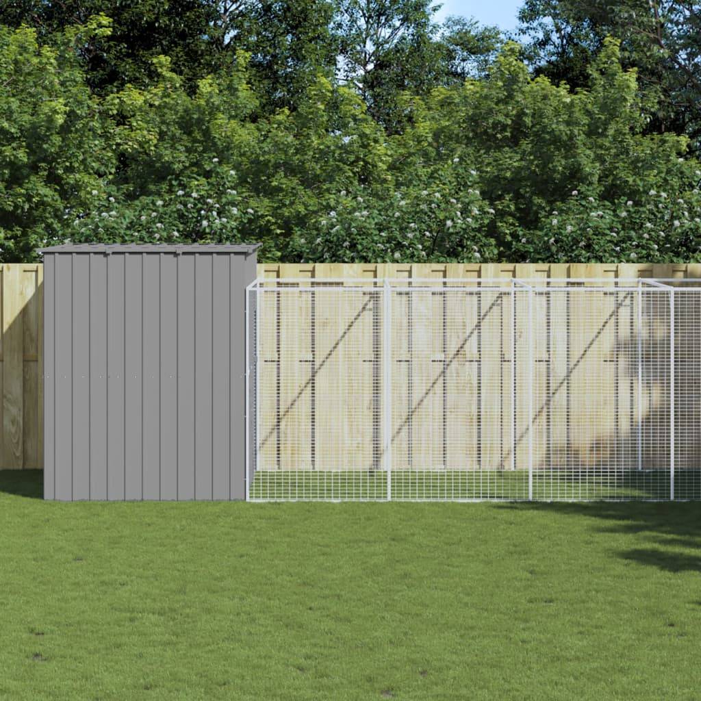 Chenil avec enclos acier galvanisé jardin gris clair 214x1273x181 cm – ComfortXL Pet Living