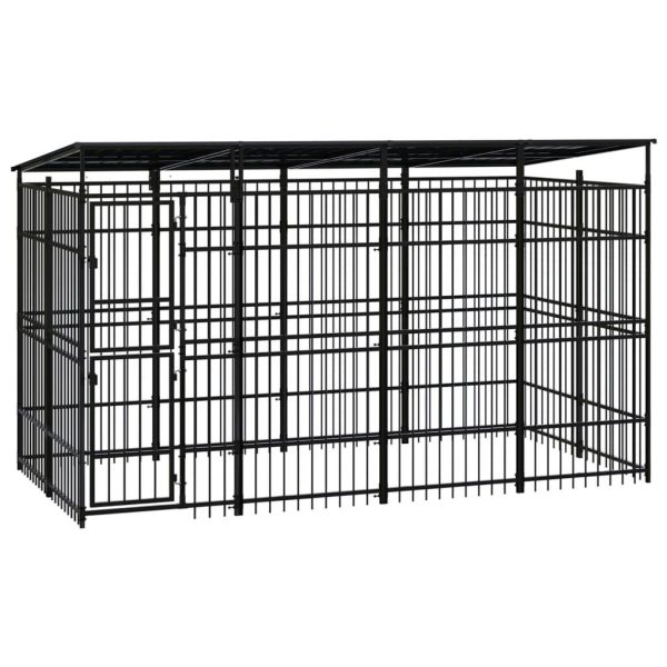 Chenil d’extérieur avec toit pour chiens Acier 7,37 m² vidaXL 3097967 Chenil d’extérieur avec toit pour chiens Acier 7,37 m² vidaXL 3097967