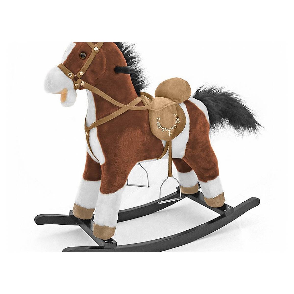 Cheval à bascule MUSTANG en bois marron foncé pour enfants
