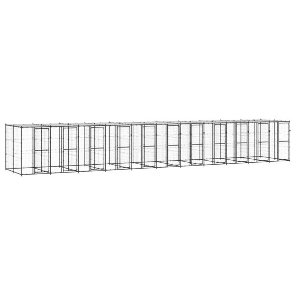Chenil extérieur cage enclos parc animaux chien extérieur acier avec toit 26,62 m²