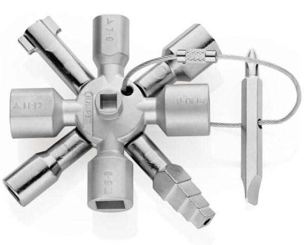 Clé universelle TWINKEY® pour armoires de commande à 8 empreintes – KNIPEX – 001101 Clé universelle TWINKEY® pour armoires de commande à 8 empreintes – KNIPEX – 001101
