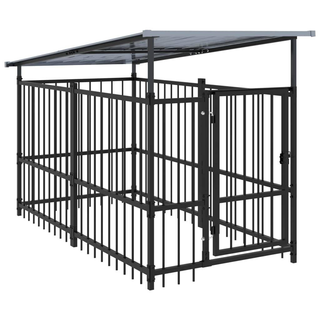 Chenil d'extérieur - Cage d'extérieur - Chenil de jardin avec toit pour chiens Acier 1,88 m²