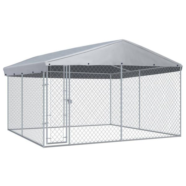 Chenil extérieur cage enclos parc animaux chien extérieur avec toit pour chiens 382 x 382 x 225 cm Chenil extérieur cage enclos parc animaux chien extérieur avec toit pour chiens 382 x 382 x 225 cm