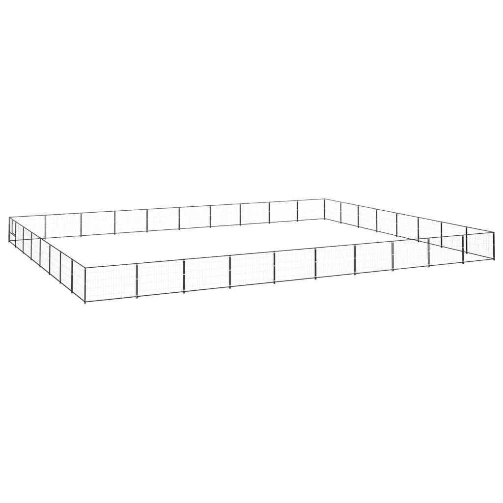 Chenil extérieur cage enclos parc animaux chien noir 80 m² acier