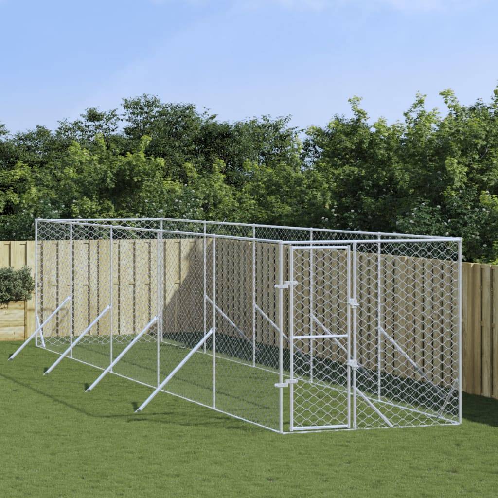 Chenil Extérieur Acier Galvanisé pour Chiens et Animaux Jardin 2x10x2 m – ComfortXL Outdoor Living