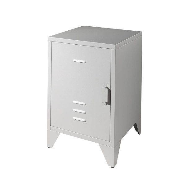 Chevet 1 Porte Style Casier Industriel Métal Gris – CHICAGO Chevet 1 Porte Style Casier Industriel Métal Gris – CHICAGO