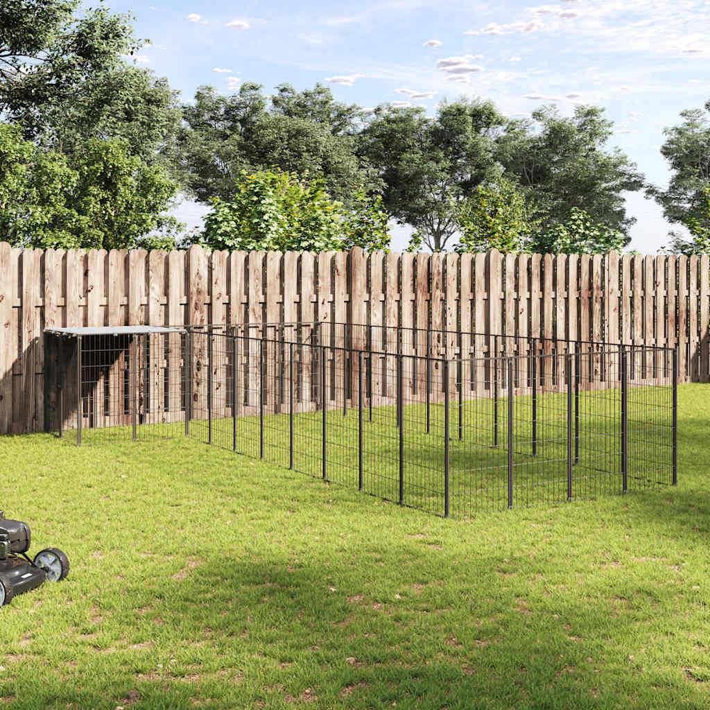 Chenil Noir 13,31 m² Acier vidaXL 3082238