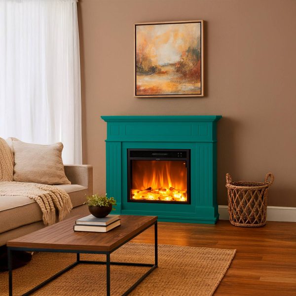 Cheminee electrique 60 cm 1500 W turquoise materiau non precise Cheminee electrique 60 cm 1500 W turquoise materiau non precise