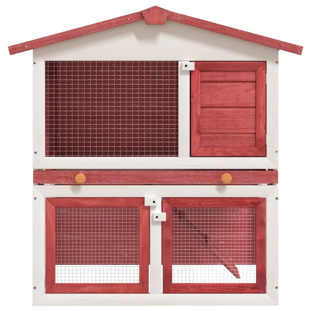 Clapier d'extérieur - Cage d'extérieur 3 portes Rouge Bois rj508