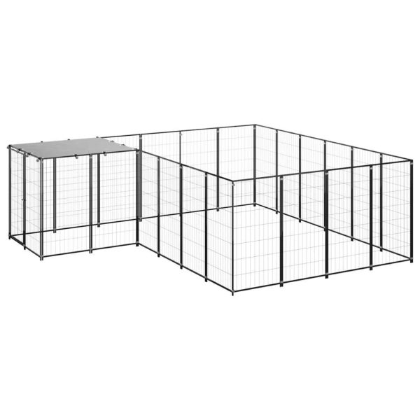 Chenil extérieur cage enclos parc animaux chien 8,47 m² 110 cm acier noir Chenil extérieur cage enclos parc animaux chien 8,47 m² 110 cm acier noir