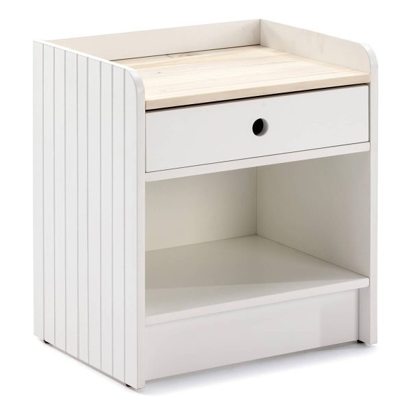 Chevet 1 Tiroir 1 Niche Bois et Blanc – CARLA Chevet 1 Tiroir 1 Niche Bois et Blanc – CARLA