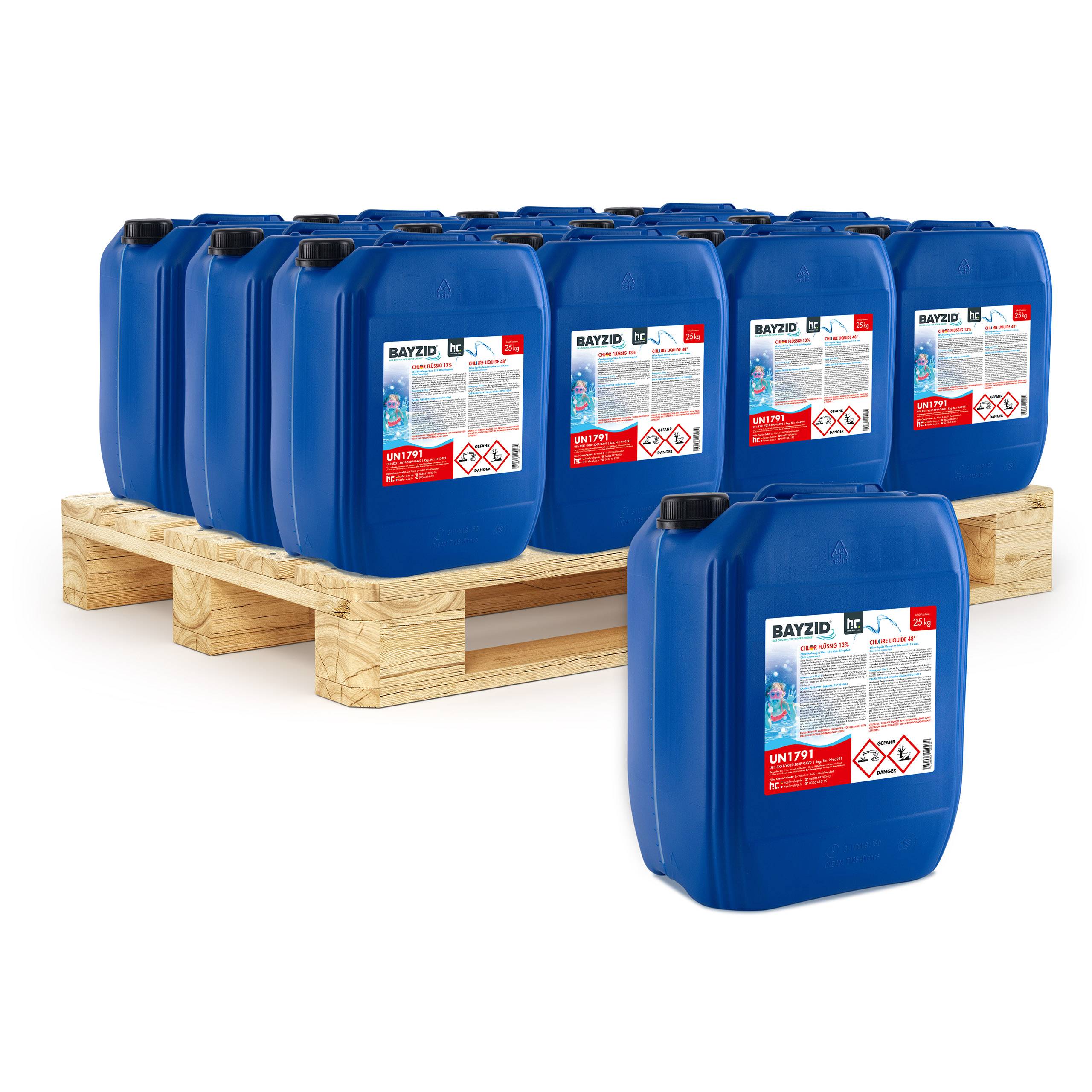 Chlore liquide 48° Bayzid® en bidon de 25 KG (20L) x 12
