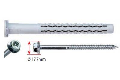 Cheville longue nylon universelle GX-L G&B 10x140 mm + Vis zing tête hexa T40 col. clef 13 mm - boite de 25 - 97033