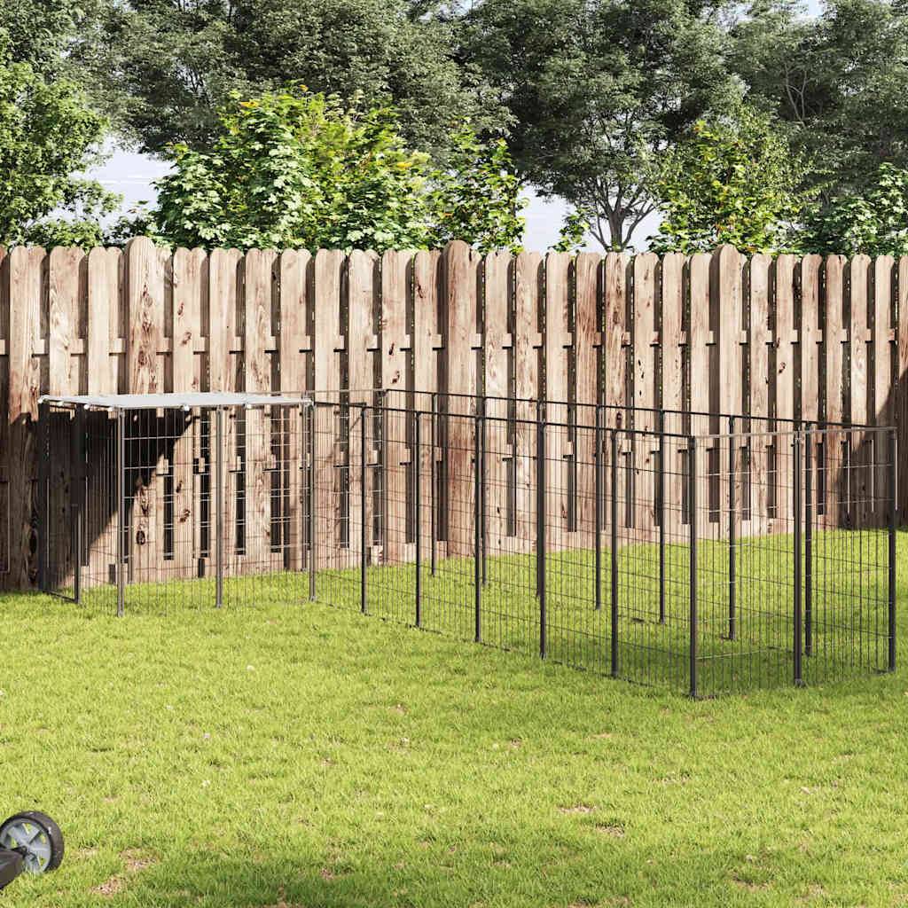 Chenil Noir 6,05 m² Acier vidaXL 3082225